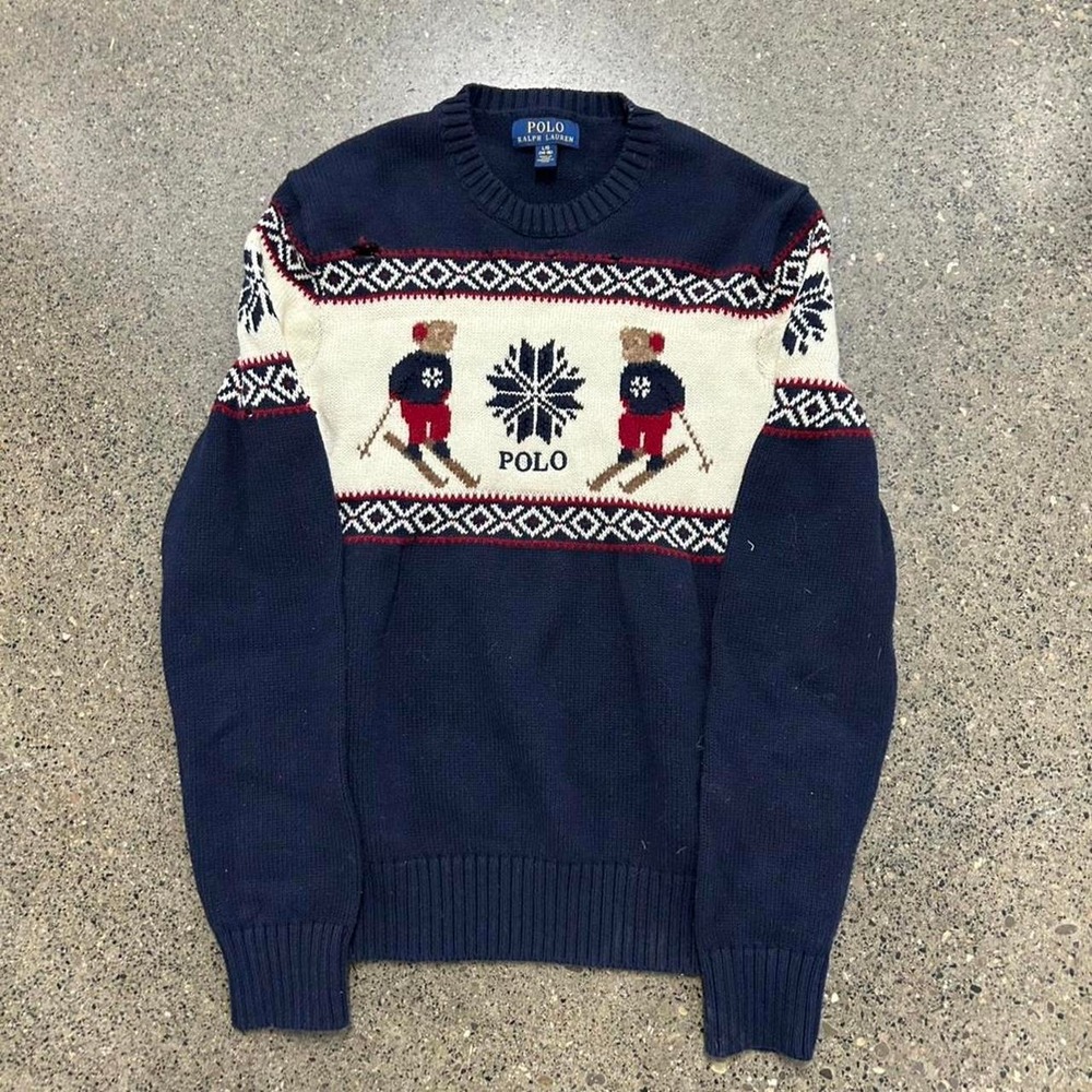 Polo Ralph Lauren Nordic Knit Blue Ski Sweater (Size Large Youth Men's Small)